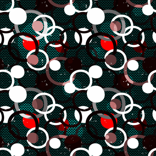 small colored circles on a geometric background seamless pattern - Vector, Imagen