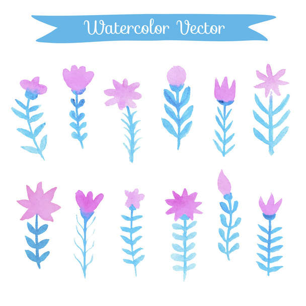 watercolor floral set - Vecteur, image