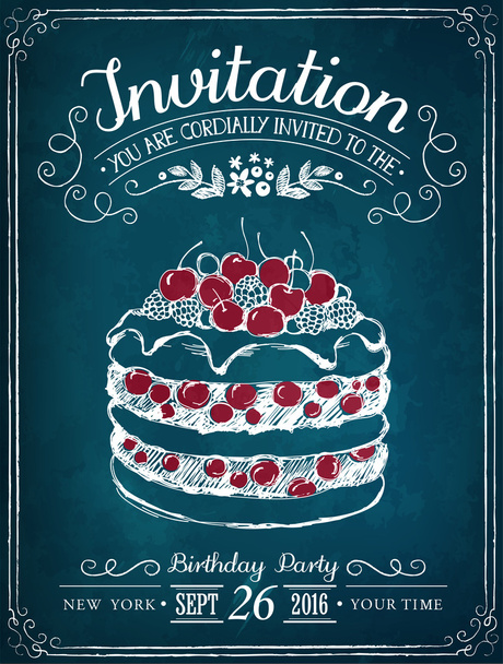 Einladungskarte zur Veranstaltung oder zum Geburtstag. Retro-Illustration - Vektor, Bild