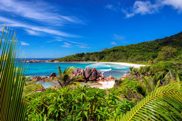 Paradise beach on La Digue island, Seychelles - Photo, Image