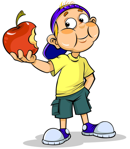 çocuk ve elma - Vektör, Görsel