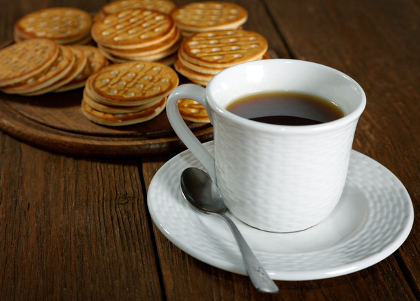 tea and cookies on a rustic table - Photo, image