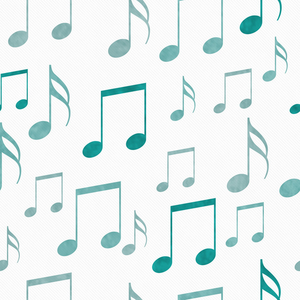 Teal and White Music Notes Tile Pattern Repeat Background - Photo, Image