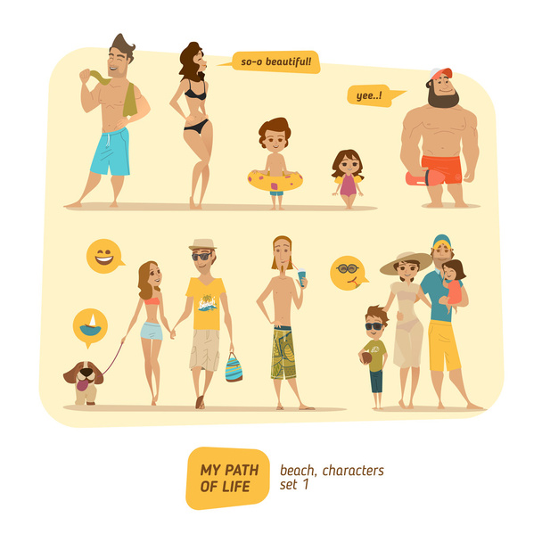 Strand mensen pictogrammen - Vector, afbeelding