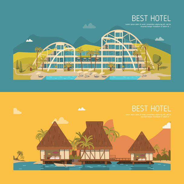 Hotels banners set - Vector, afbeelding