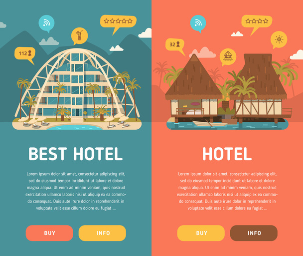 Hotels banners set - Vector, Image