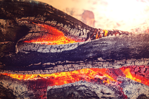Close-up of campfire in evening - Photo, Image