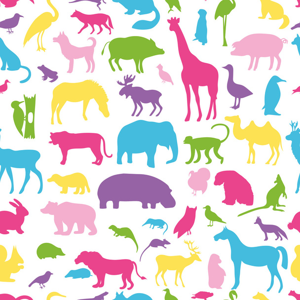 Animals silhouettes seamless pattern. - Vector, imagen