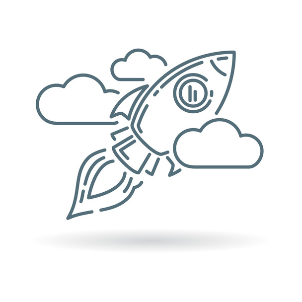 Conceptual rocket flying icon - Vector, afbeelding