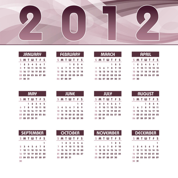2012 Calendar. - Vektori, kuva