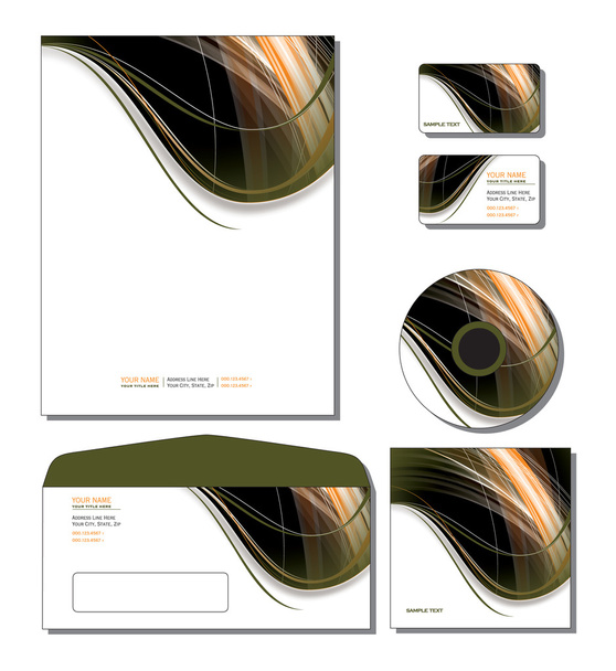 Corporate Identity Template Vector - letterhead, business cards, cd, cd cover, envelope. - Vector, Image