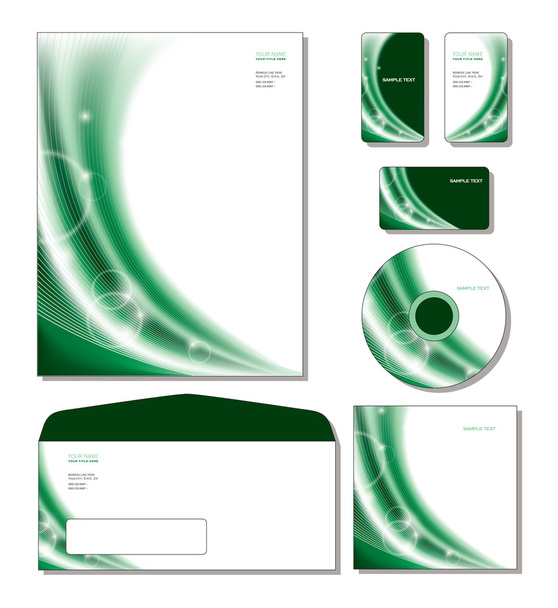 Corporate Identity Template Vector - letterhead, business cards, cd, cd cover, envelope. - Vektör, Görsel