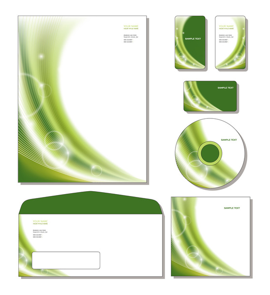 Corporate Identity Template Vector - letterhead, business cards, cd, cd cover, envelope. - Вектор,изображение