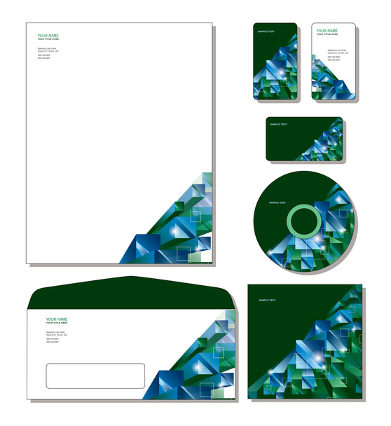 Corporate Identity Template Vector - letterhead, business cards, cd, cd cover, envelope. - Vektör, Görsel