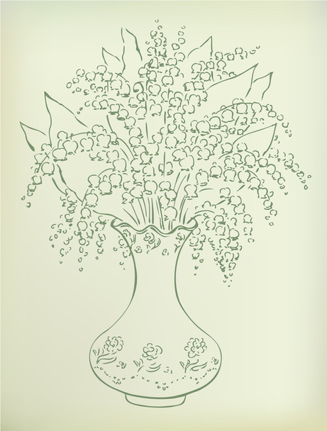 Vector sketch of fragrant lilies in a vase - Vector, Image