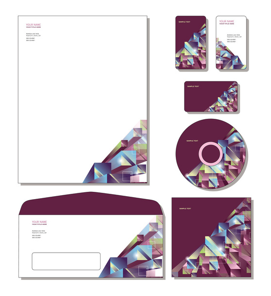 Modelo de Identidade Corporativa Vector - papel timbrado, cartões de visita, cd, capa de cd, envelope
. - Vetor, Imagem
