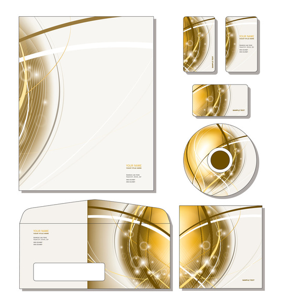 Corporate Identity Template Vector - letterhead, business cards, cd, cd cover, envelope. - Wektor, obraz