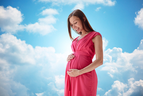 happy pregnant woman with big tummy - Fotografie, Obrázek