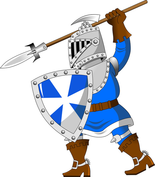 knight in blue uniform with a spear - Vetor, Imagem