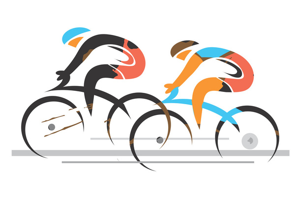 Twee sport fietsers concurrenten - Vector, afbeelding