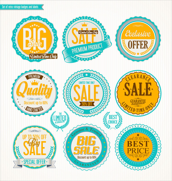 Set of Retro vintage labels and badges - Vector, afbeelding