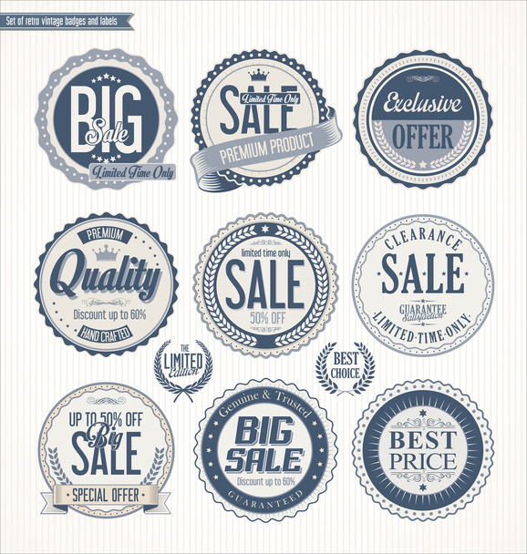 Set of Retro vintage labels and badges - Вектор,изображение