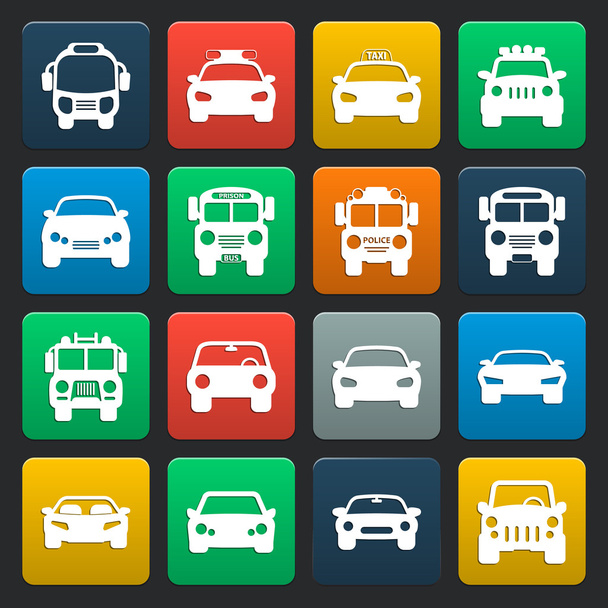 transporte, carro 16 ícones simples para web
 - Vetor, Imagem