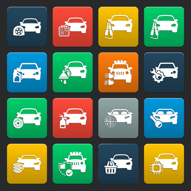 transporte, coche 16 iconos simples establecidos para la web
 - Vector, imagen