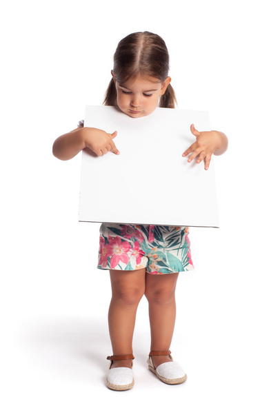 Little girl with blank board - 写真・画像