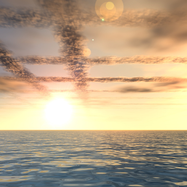 Ciel avec nuages au coucher du soleil - Photo, image
