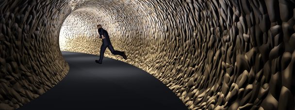 üzletember, sötét közúti alagútja - Fotó, kép
