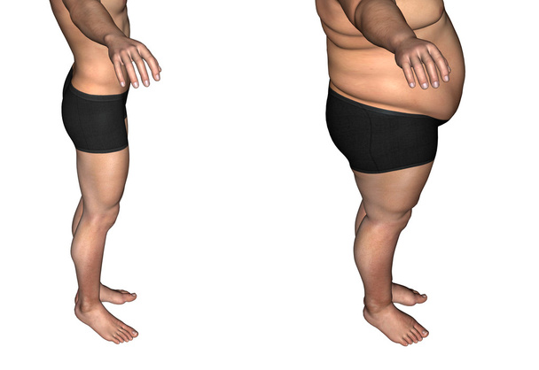vet vs slim fit man - Foto, afbeelding