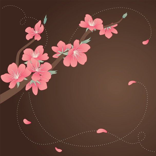Glass pink blooming branch - Διάνυσμα, εικόνα