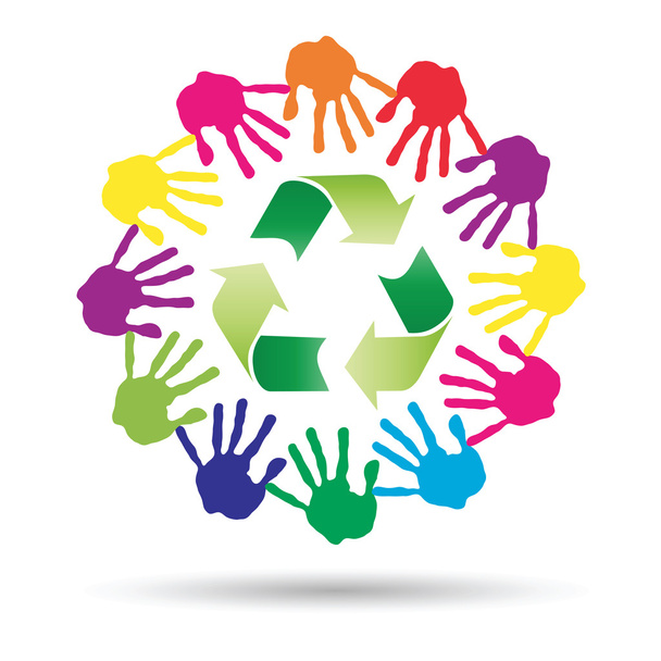 circle  with green recycle symbol - Photo, Image