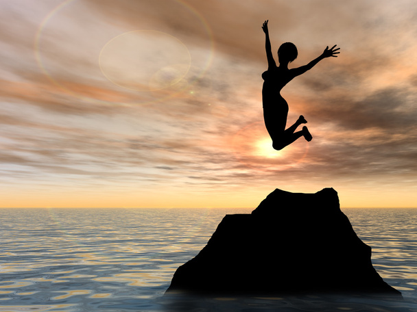 Mujer silueta saltar
 - Foto, Imagen