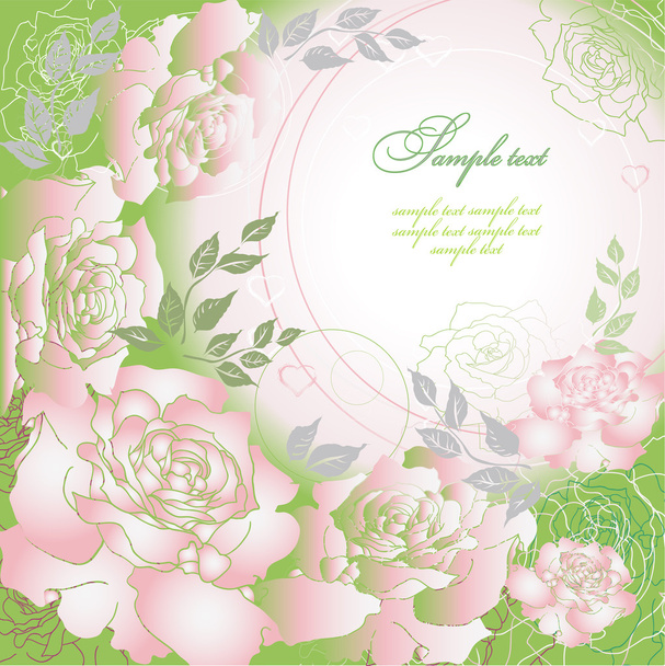 Pink roses on a light green background - Vector, Image