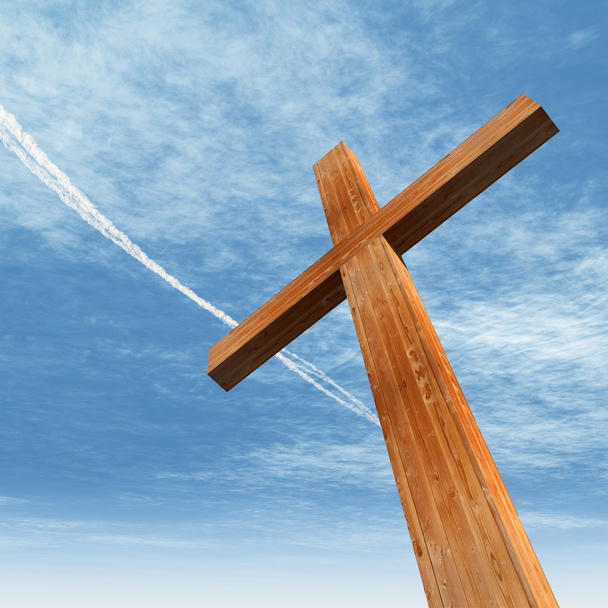 conceptuele houten kruis - Foto, afbeelding