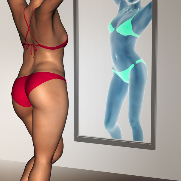 υπέρβαρα vs ταιριάζει κορίτσι - Φωτογραφία, εικόνα