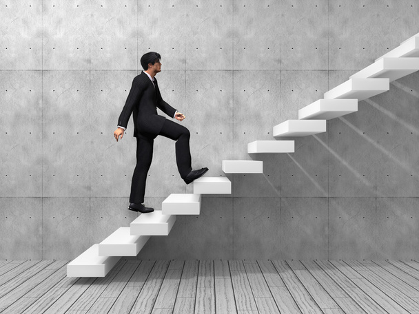 Liikemies kiipeää portaissa
 - Valokuva, kuva