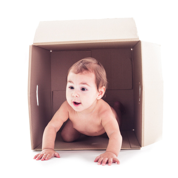 Baby and the box - Foto, imagen