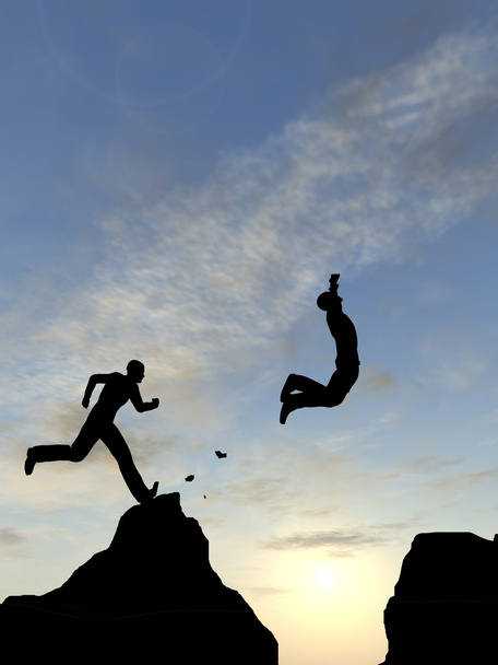 hombres siluetas saltando
 - Foto, Imagen