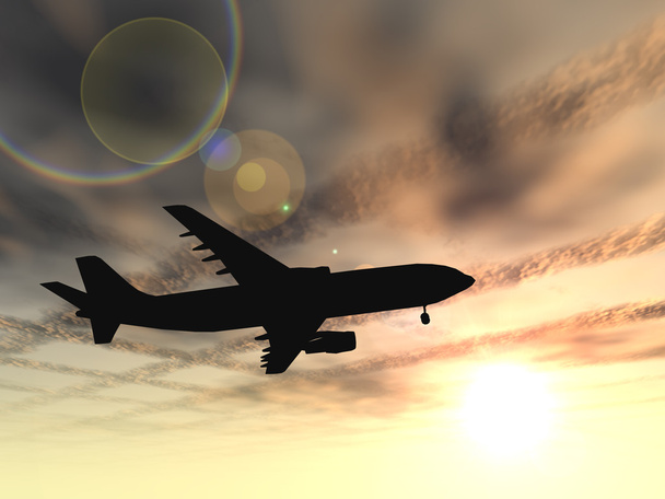 Flugzeugsilhouette fliegt - Foto, Bild