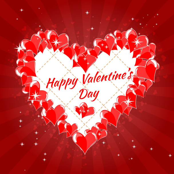 Greeting Card Happy Valentine s Day, hearts, - Wektor, obraz