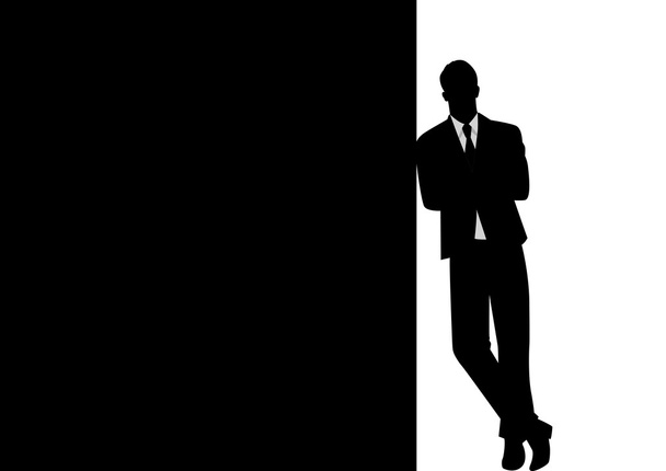 黒い空白で傾いているビジネスマン - ベクター画像