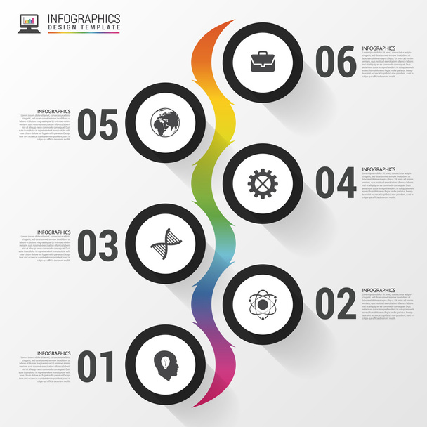 Abstract colorful business path. Timeline infographic template. vector - Vektör, Görsel