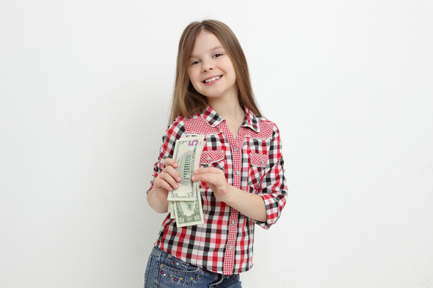 Teen girl and dollars - Zdjęcie, obraz