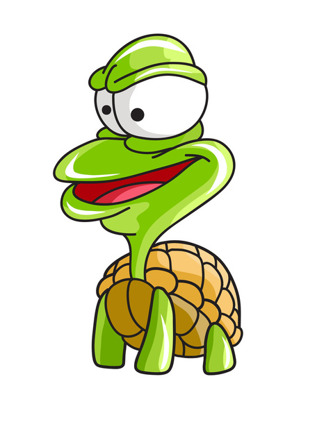 Cute cartoon turtle - Vektör, Görsel