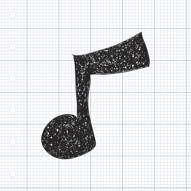 Eenvoudige doodle van een muziek-notitie - Vector, afbeelding