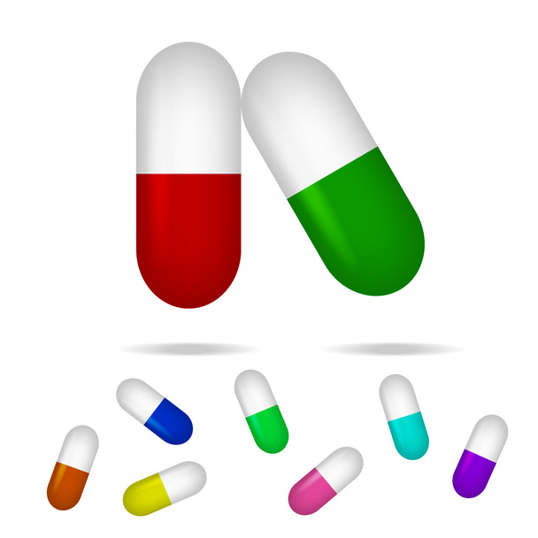 Изолированные таблетки на белом фоне
 - Вектор,изображение