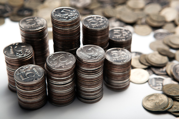 множини стосів з п'яти рублевих монет
 - Фото, зображення